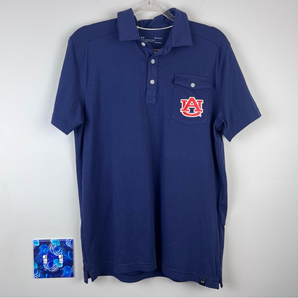 NWT Under Armour Men’s Navy Blue Auburn University Tigers Polo Shirt Size Medium